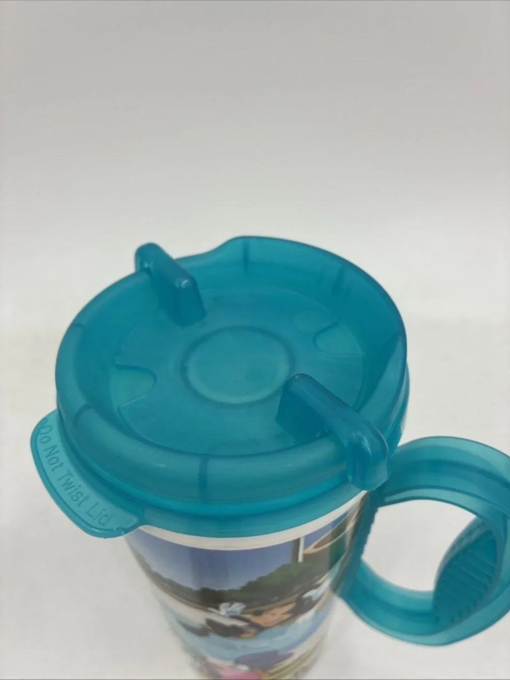 Disney Parks Mickey Minnie Donald Duck Souvenir Travel Cup Mug Teal Handle